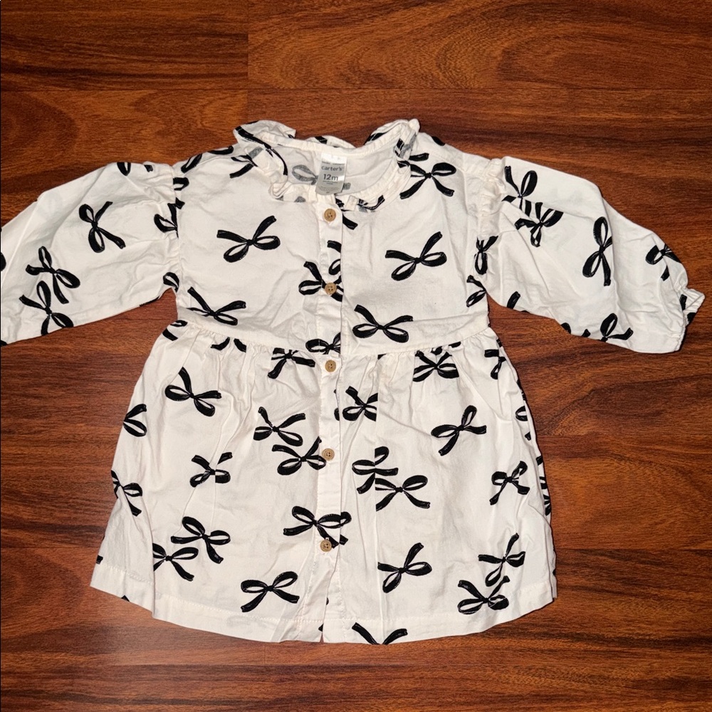 Baby Girl Carter's Dress with Black Bow Design